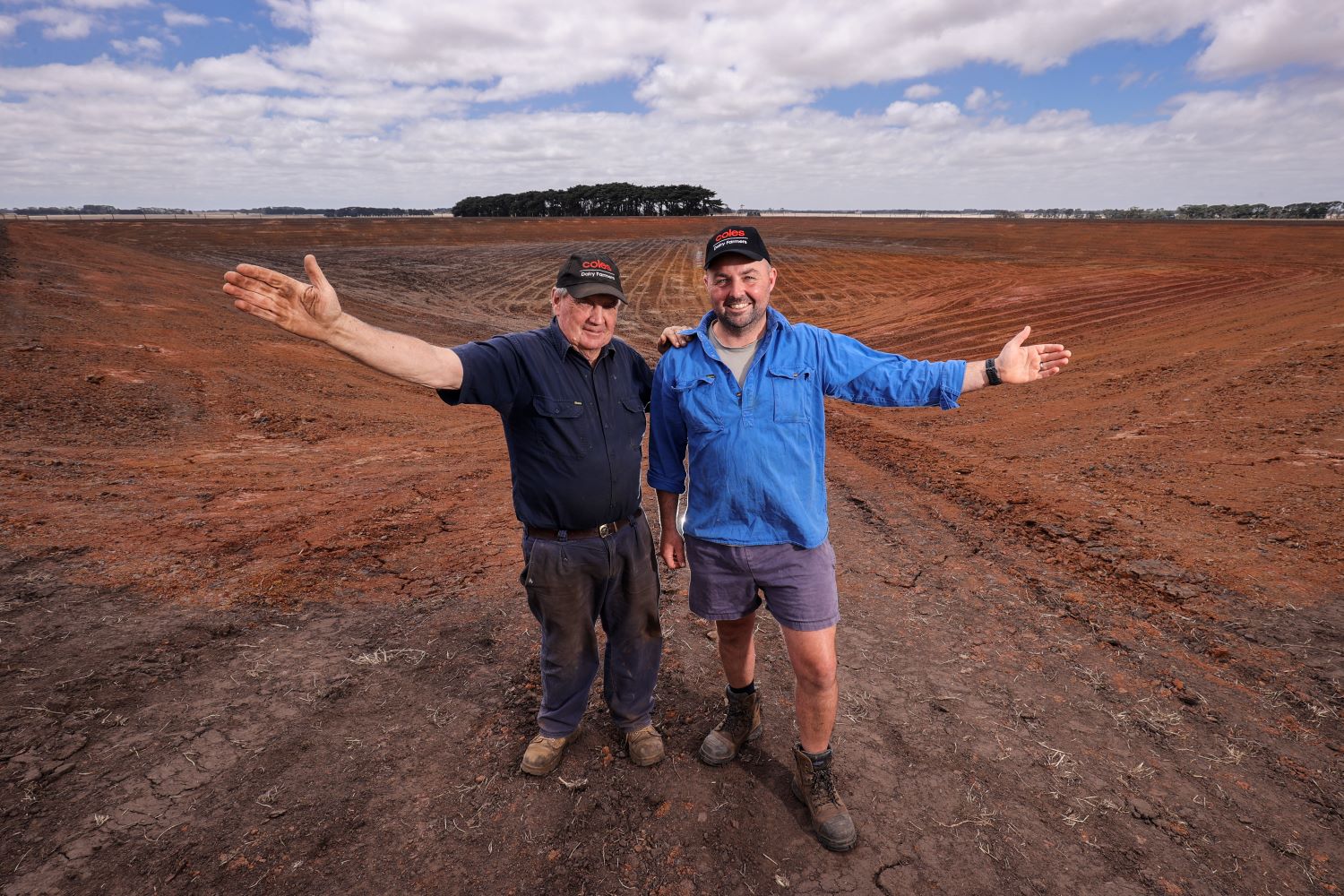 David Parkinson and son Daniel Parkinson have begun constructing a 100ML mega dam on one of their Victorian dairy farms.