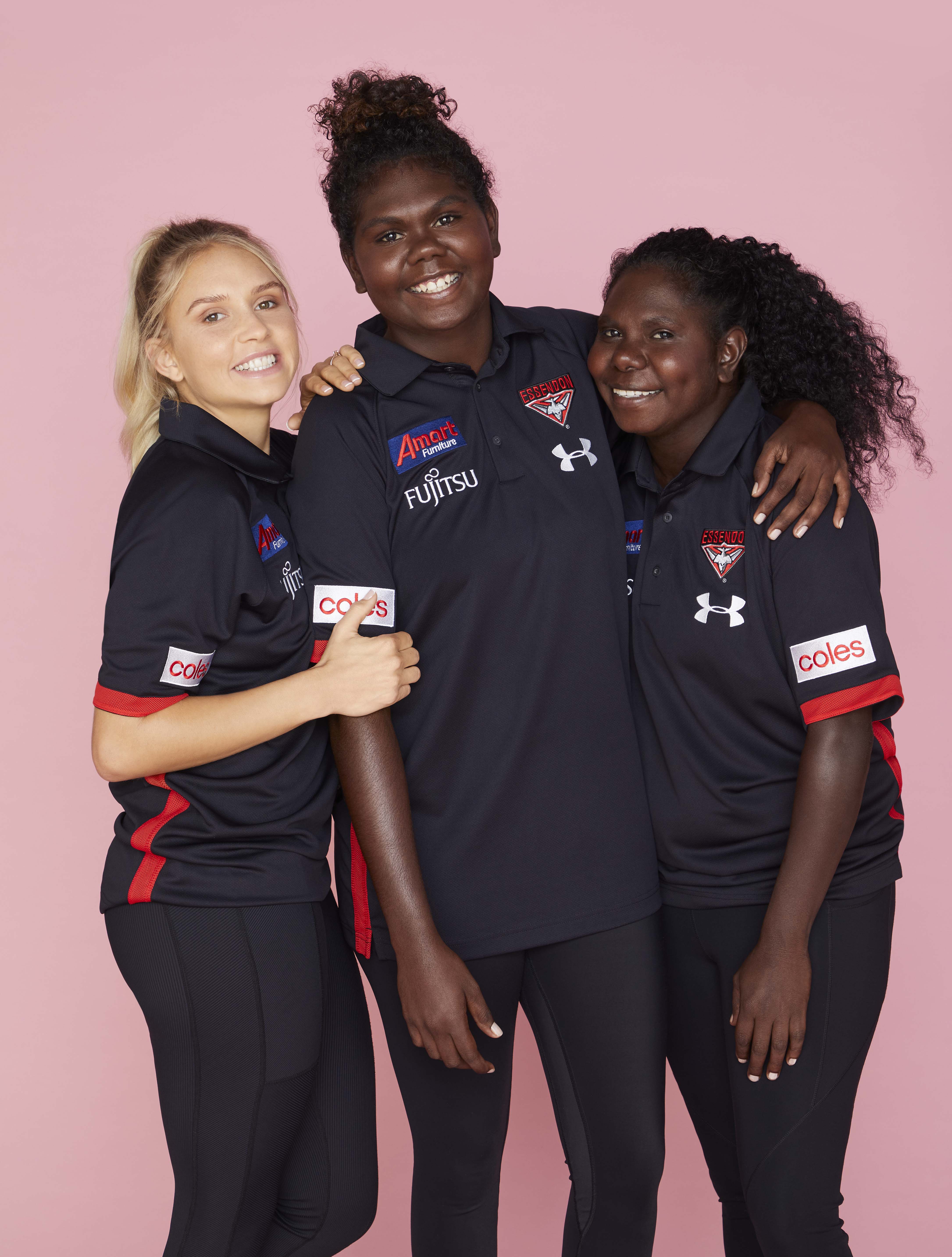 VFLW Mentor Courtney Ugle with proud indigenous women Freda Puruntatameri and Jamie-Lee Puautjimi