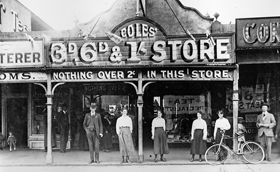 1914 - 1929 - Employees standing infront of the first Coles store