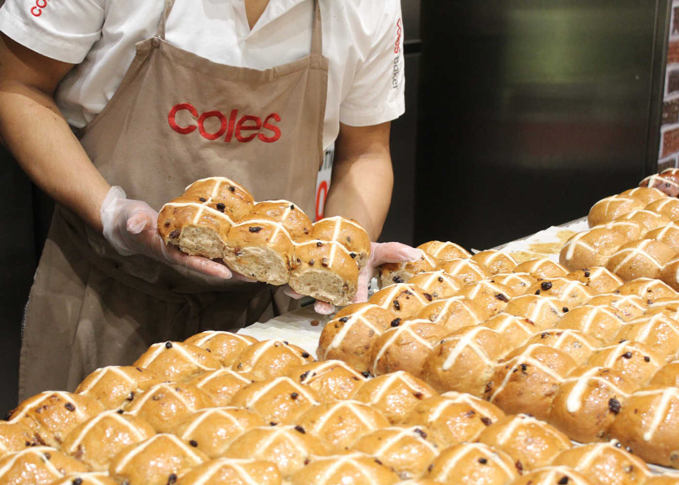 Coles baker with hot cross buns