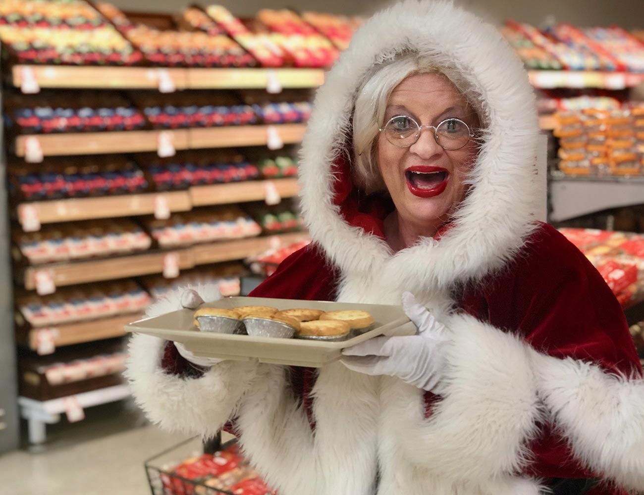 Mrs Claus with Coles Fruit Mince Pies