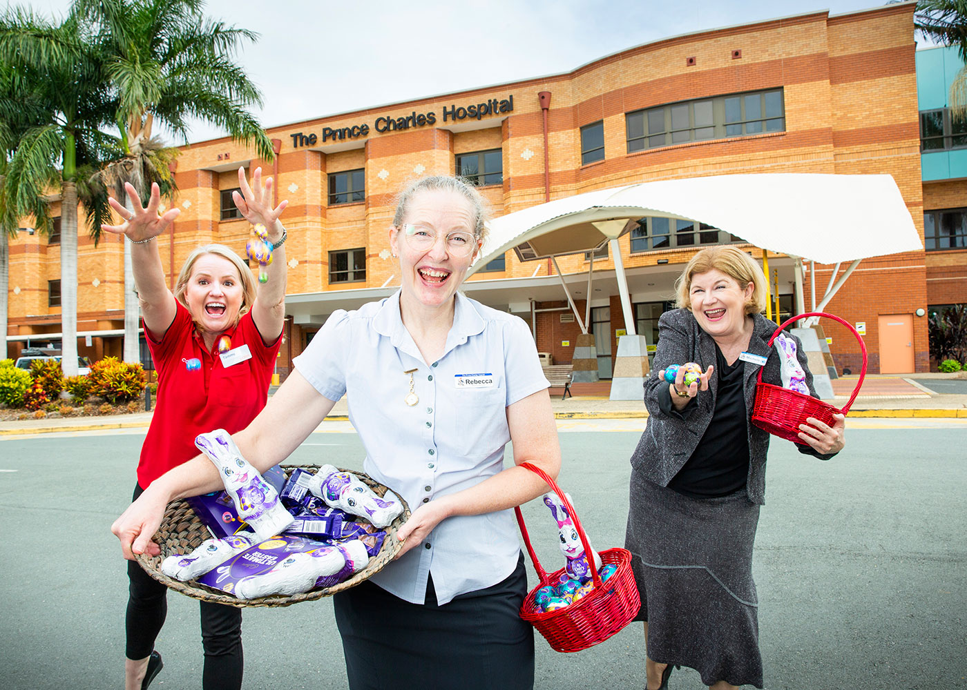 L-R Tammy Banks, nurse Rebecca and Prince Charles Hospital Executive Director Michele Gardner