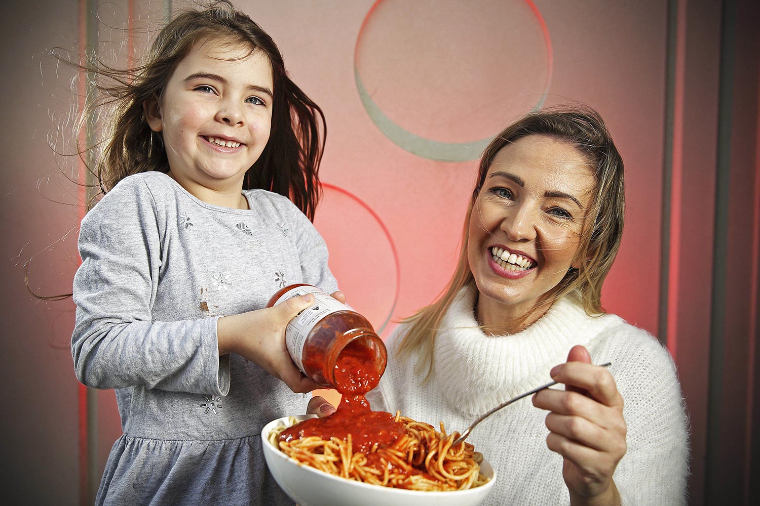 Meaghan and daughter Morrissey (5) with Coles Mum's Sause